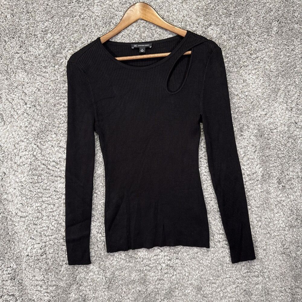 International Concepts Women’s Ribbed Knit Sweater Top Cutout Med Fitted Stretch